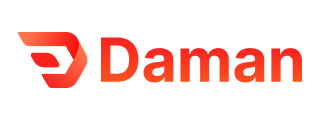 Daman logo in red representing the brand's identity.